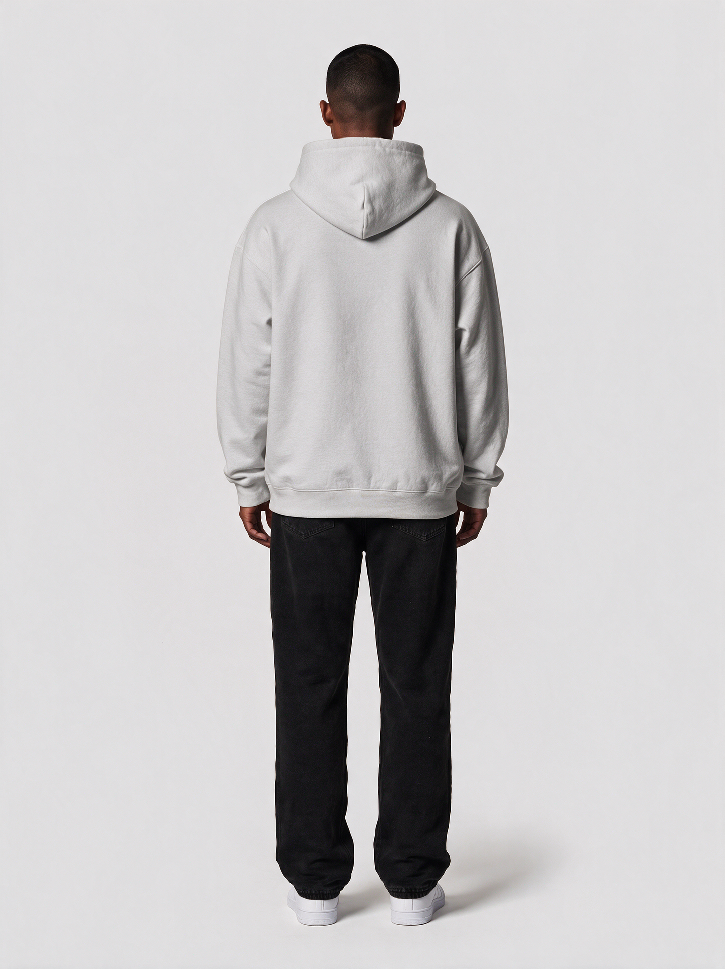 Hoodie Oversize Heavy in Hellgrau, Rückansicht