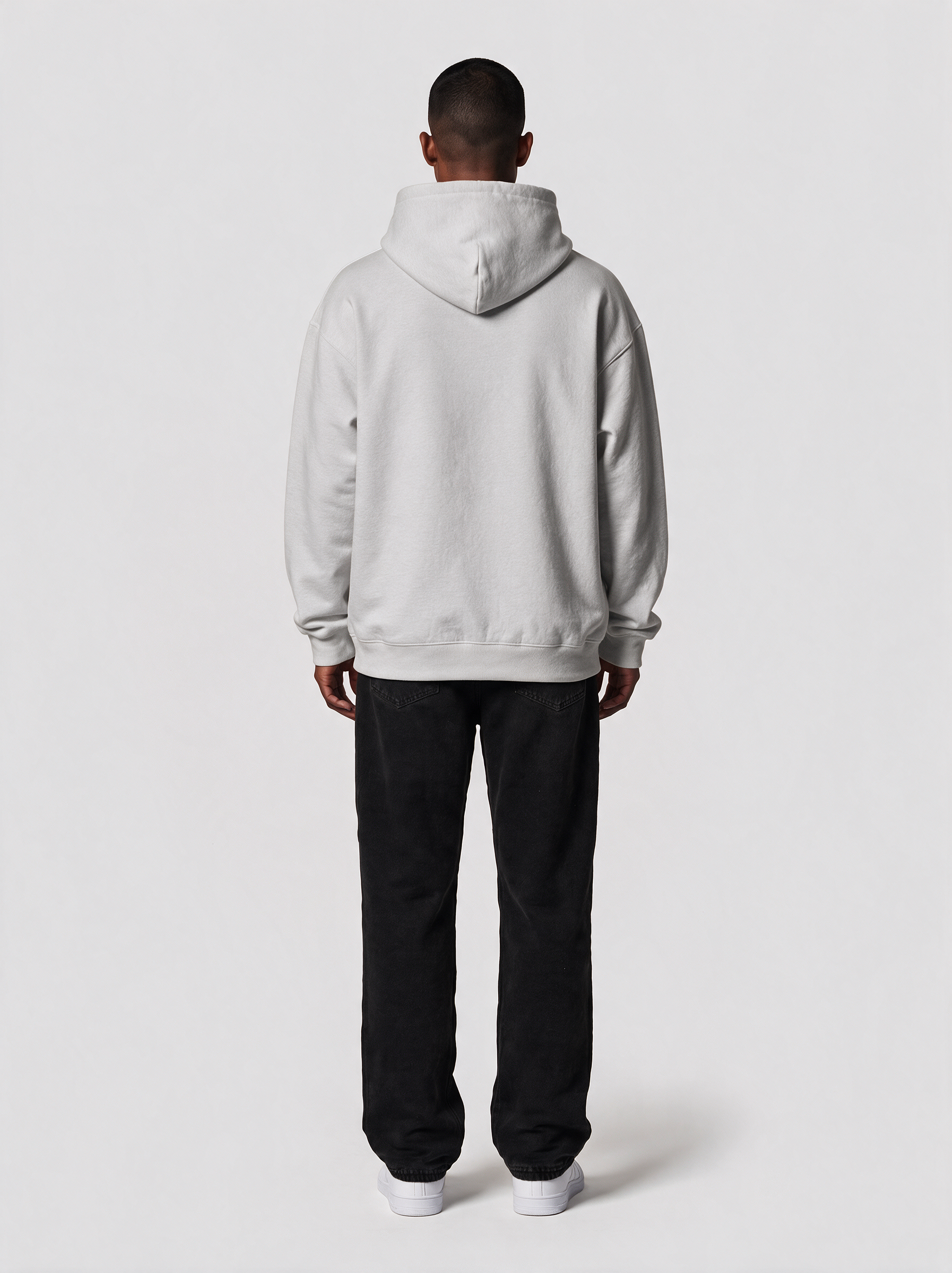 Hoodie Oversize Heavy in Hellgrau, Rückansicht