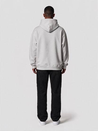 Hoodie Oversize Heavy in Hellgrau, Rückansicht