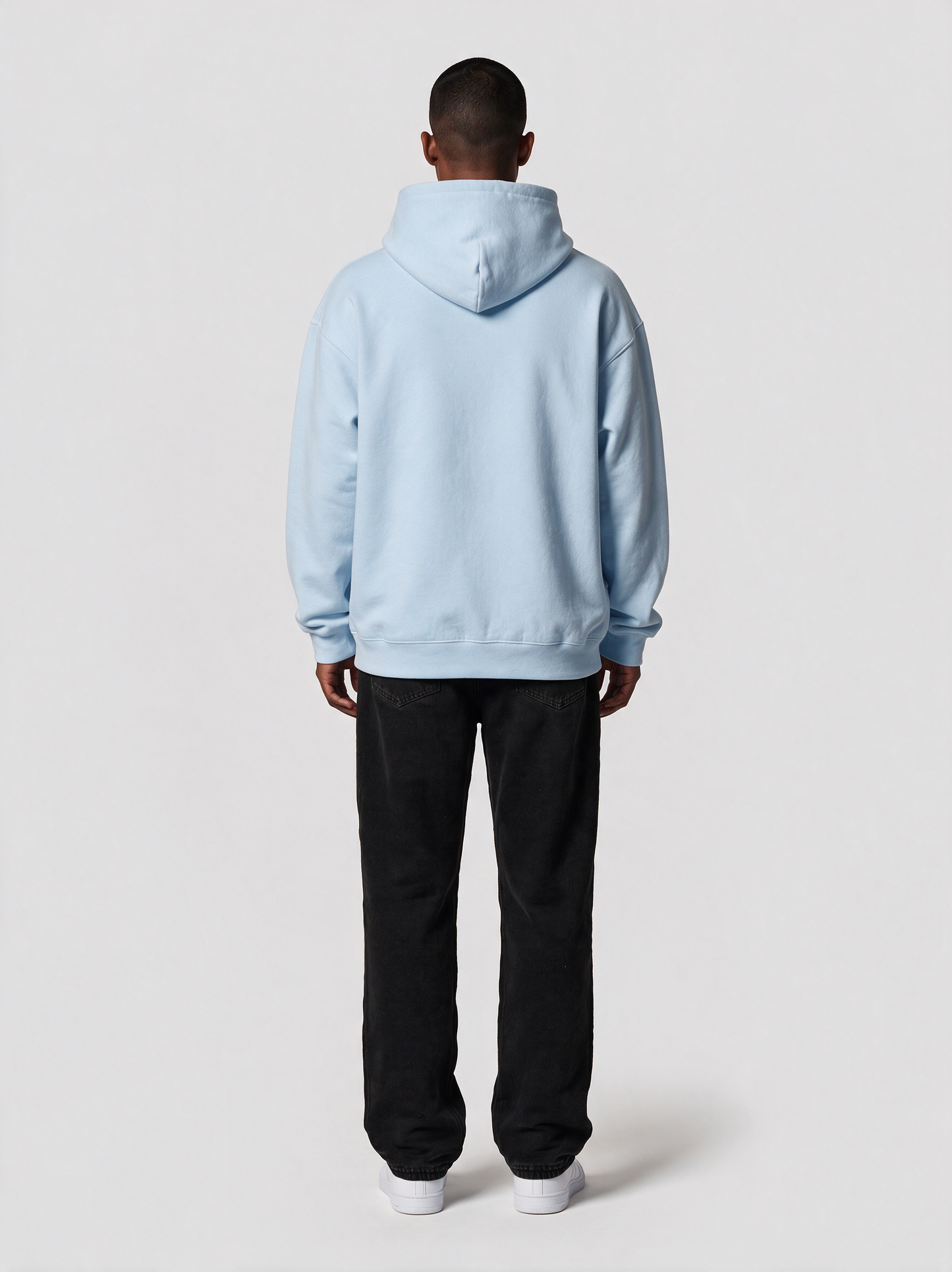 Hoodie Oversize Heavy in Hellblau, Rückansicht
