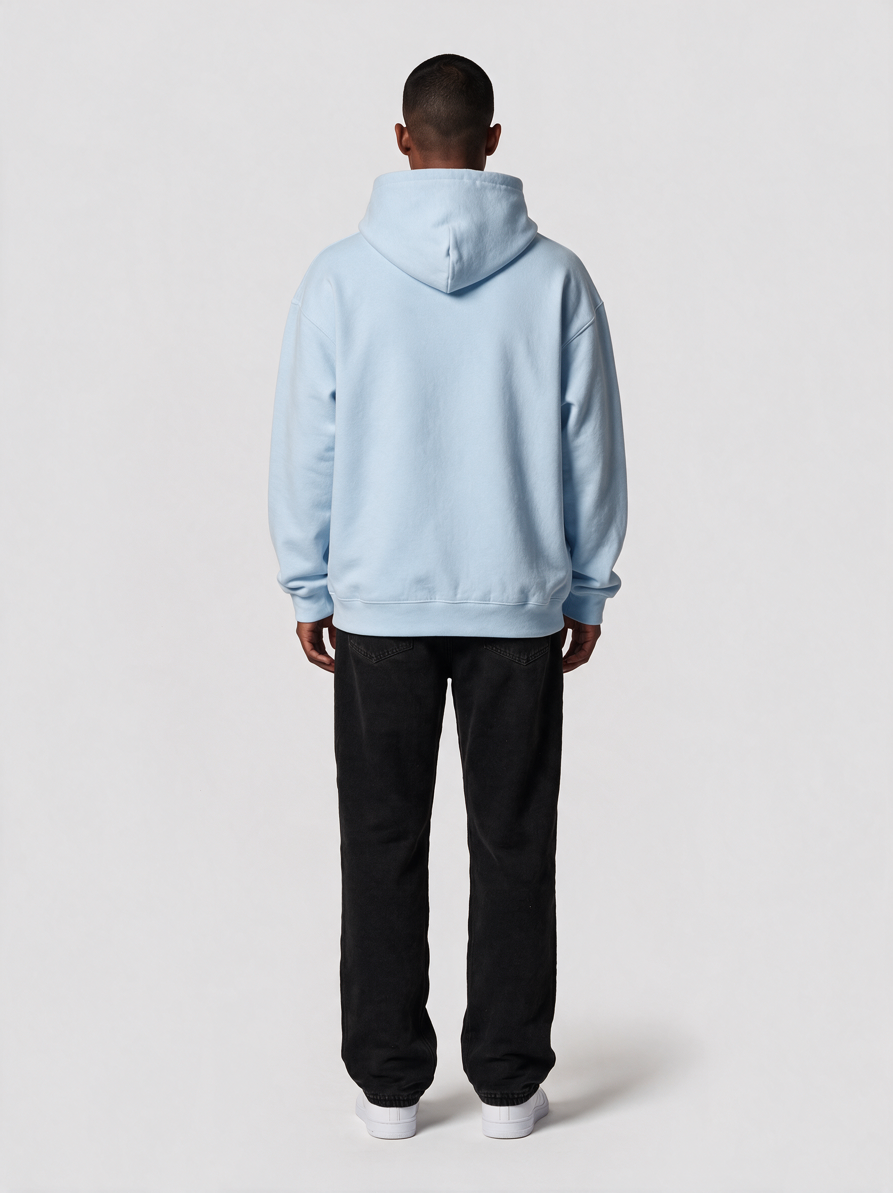 Hoodie Oversize Heavy in Hellblau, Rückansicht