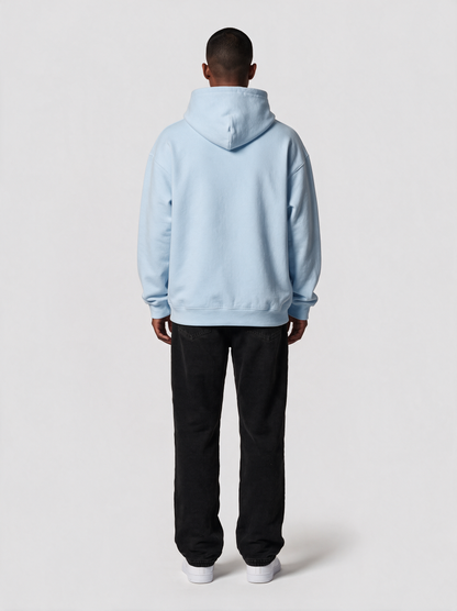 Hoodie Oversize Heavy in Hellblau, Rückansicht