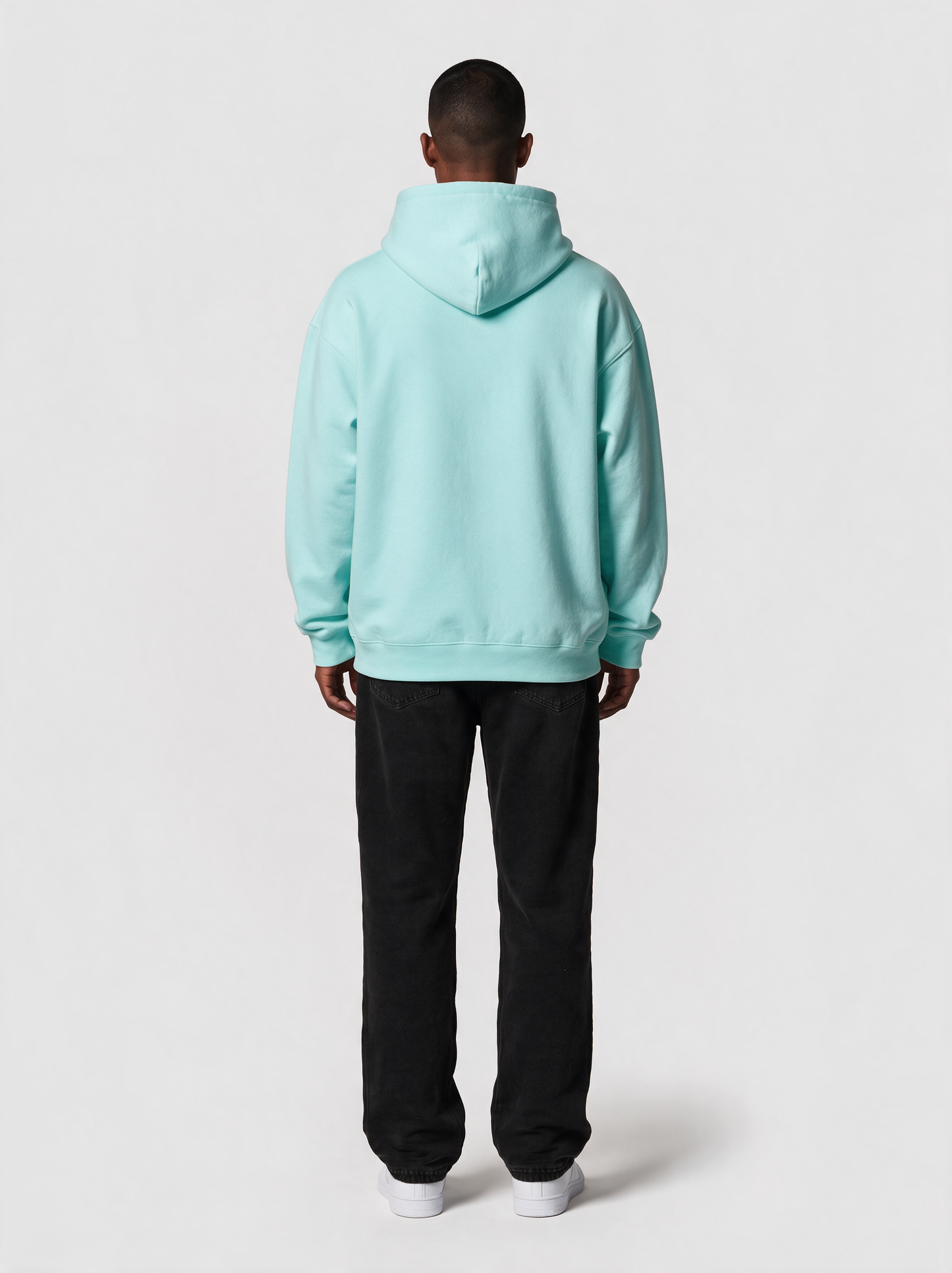 Hoodie Oversize Heavy in Türkis, Rückansicht