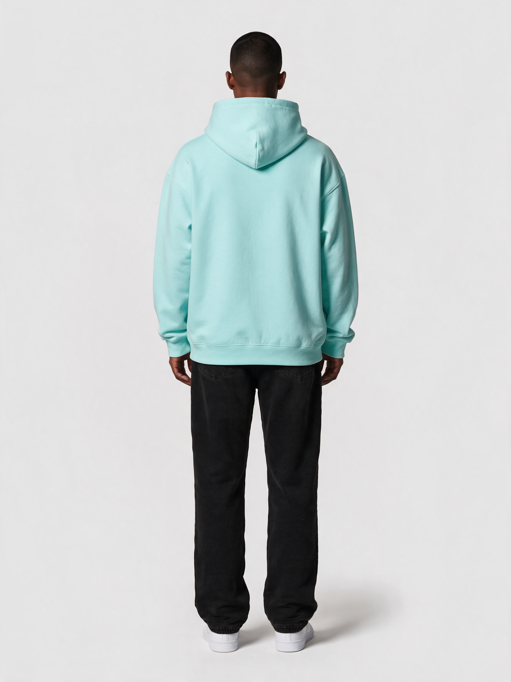 Hoodie Oversize Heavy in Türkis, Rückansicht