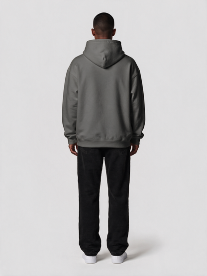 Hoodie Oversize Heavy in Dunkelgrau, Rückansicht