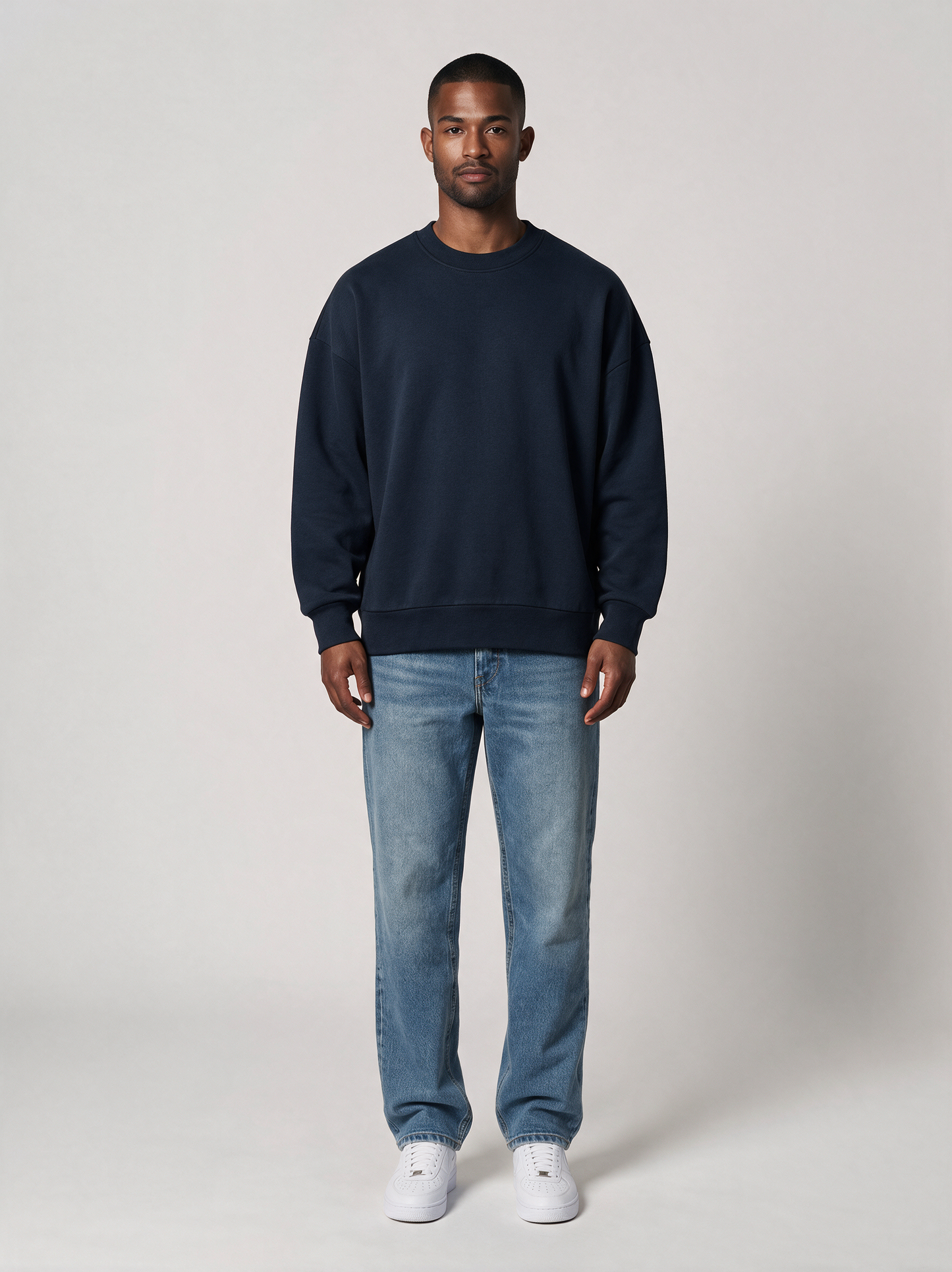 Sweatshirt Oversize Heavy in Navy, Vorderansicht