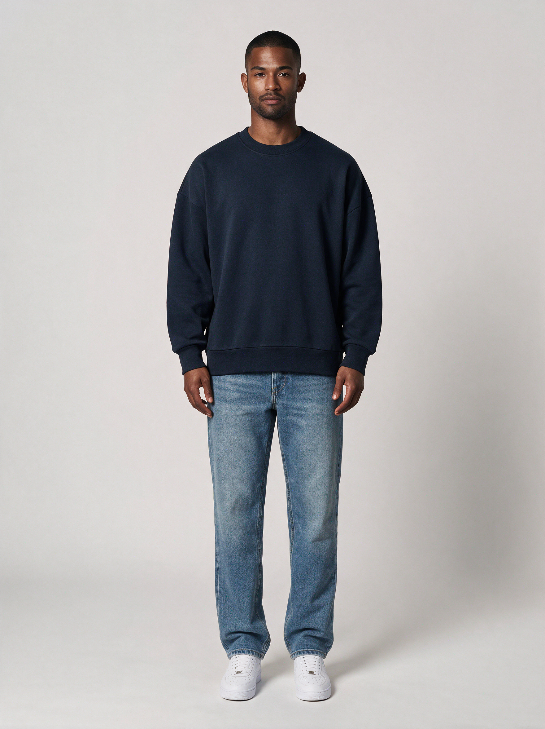 Sweatshirt Oversize Heavy in Navy, Vorderansicht