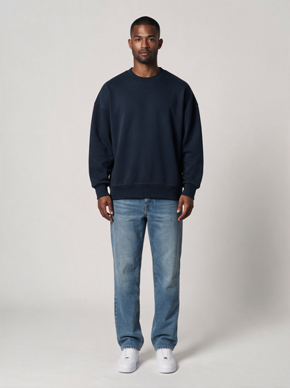 Sweatshirt Oversize Heavy in Navy, Vorderansicht