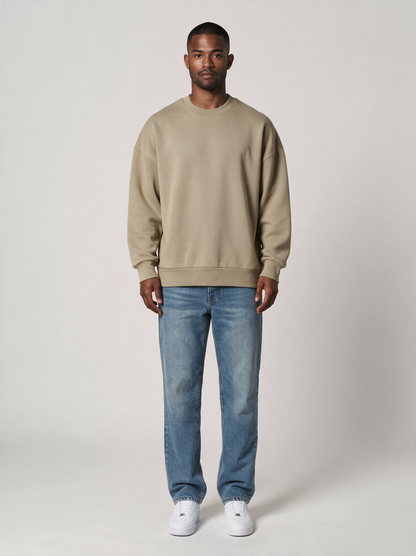 Sweatshirt Oversize Heavy in Sand, Vorderansicht