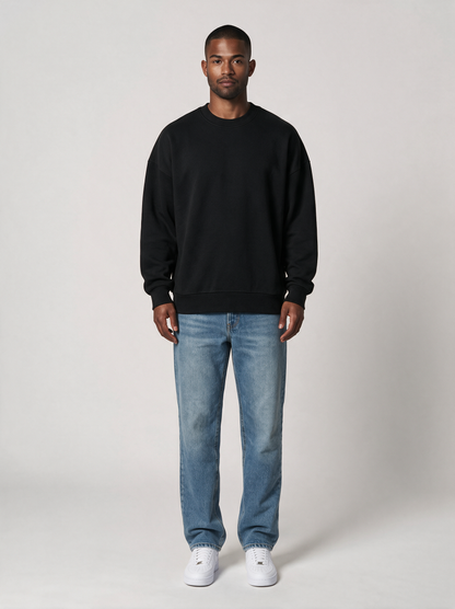 Sweatshirt Oversize Heavy in Schwarz, Vorderansicht