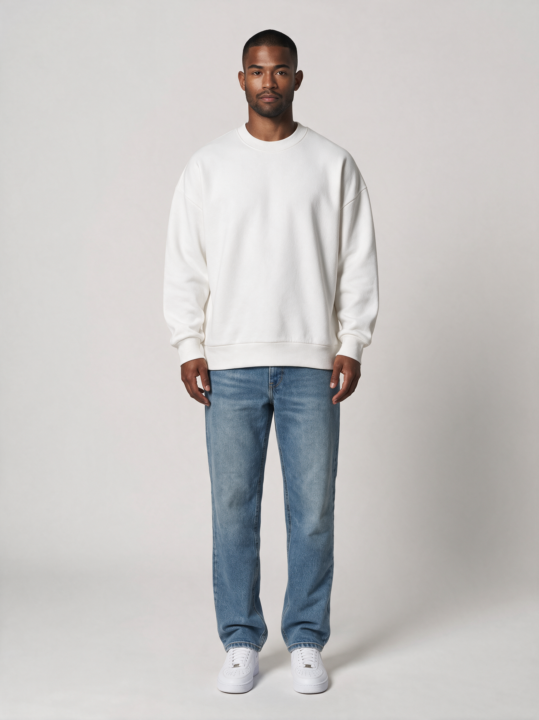 Sweatshirt Oversize Heavy in Weiß, Vorderansicht