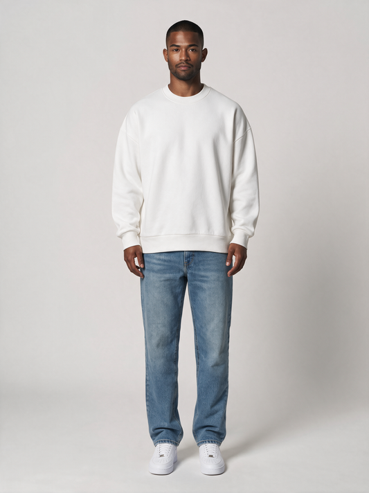 Sweatshirt Oversize Heavy in Weiß, Vorderansicht