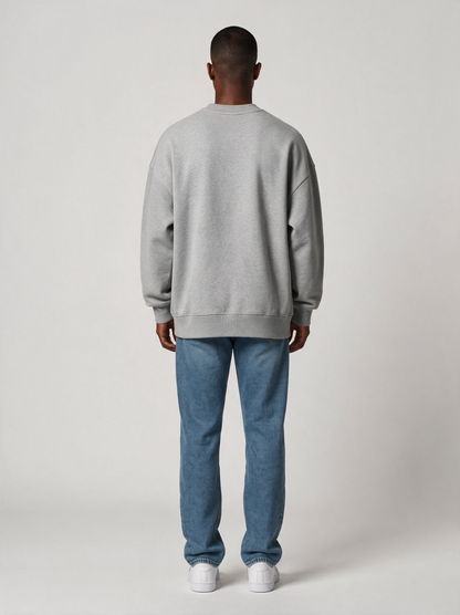 Sweatshirt Oversize Heavy in Hellgrau, Rückansicht