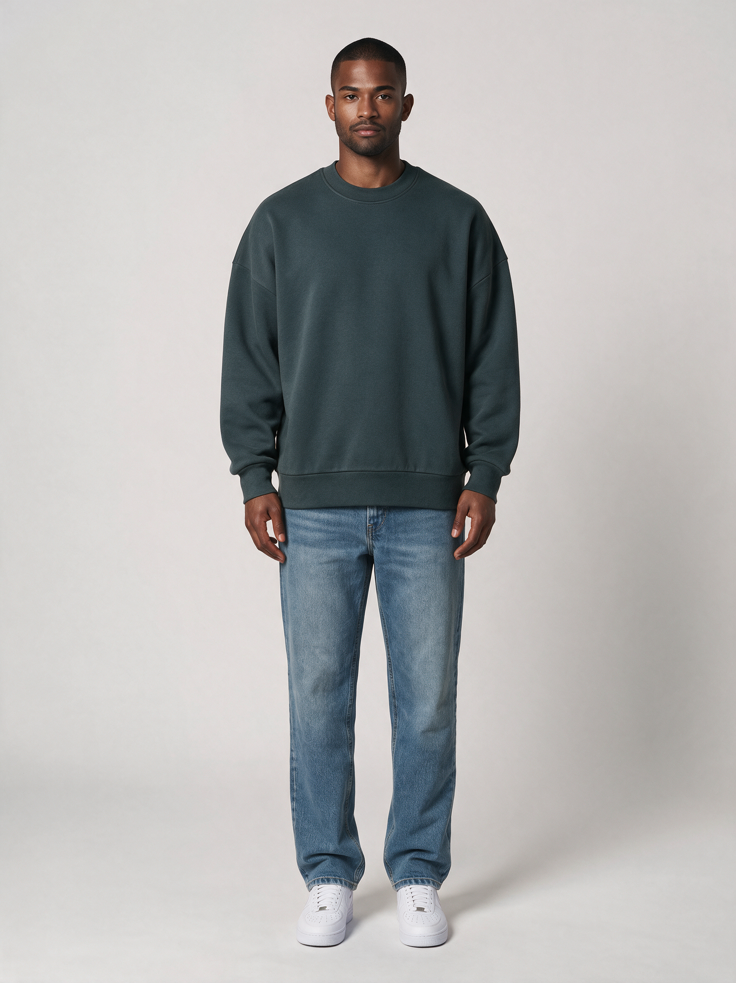 Sweatshirt Oversize Heavy in Dunkelgrau, Vorderansicht