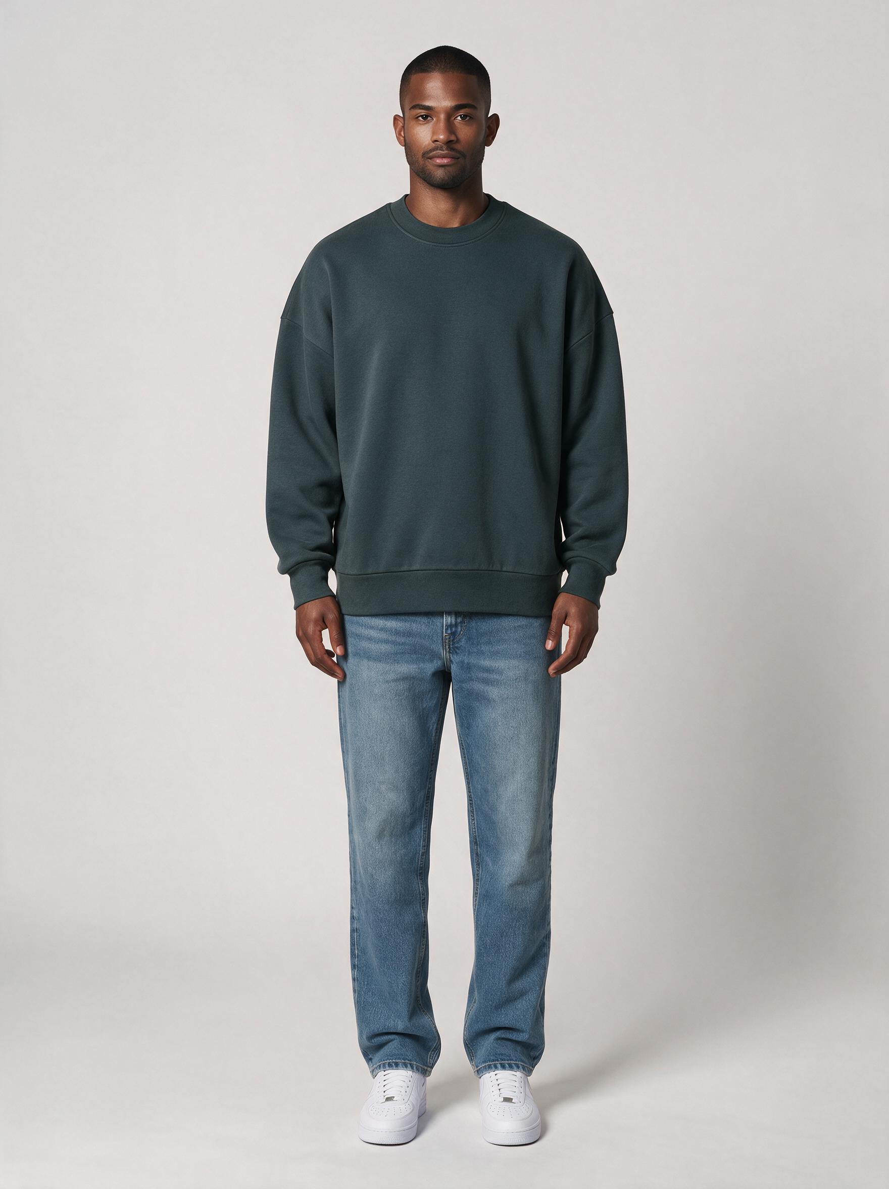 Sweatshirt Oversize Heavy in Dunkelgrau, Vorderansicht