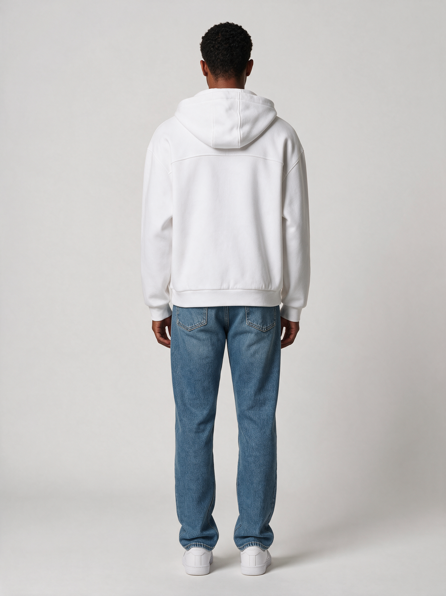 Zip-Hoodie Oversize Heavy in Weiß, Rückansicht