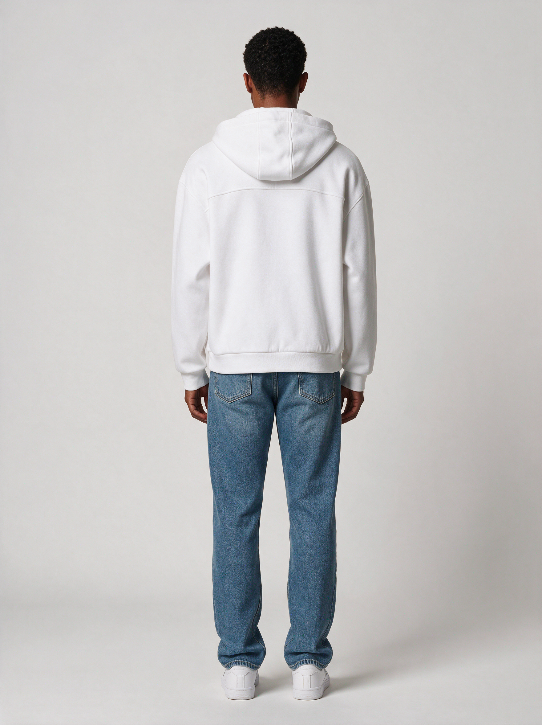 Zip-Hoodie Oversize Heavy in Weiß, Rückansicht