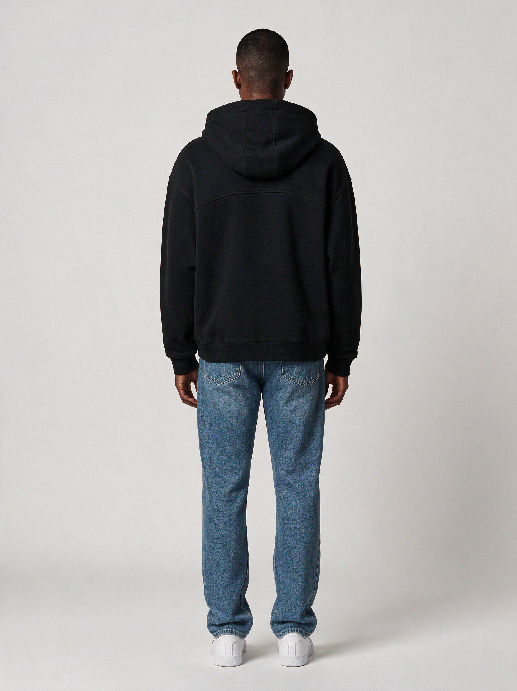 Zip-Hoodie Oversize Heavy in Schwarz, Rückansicht