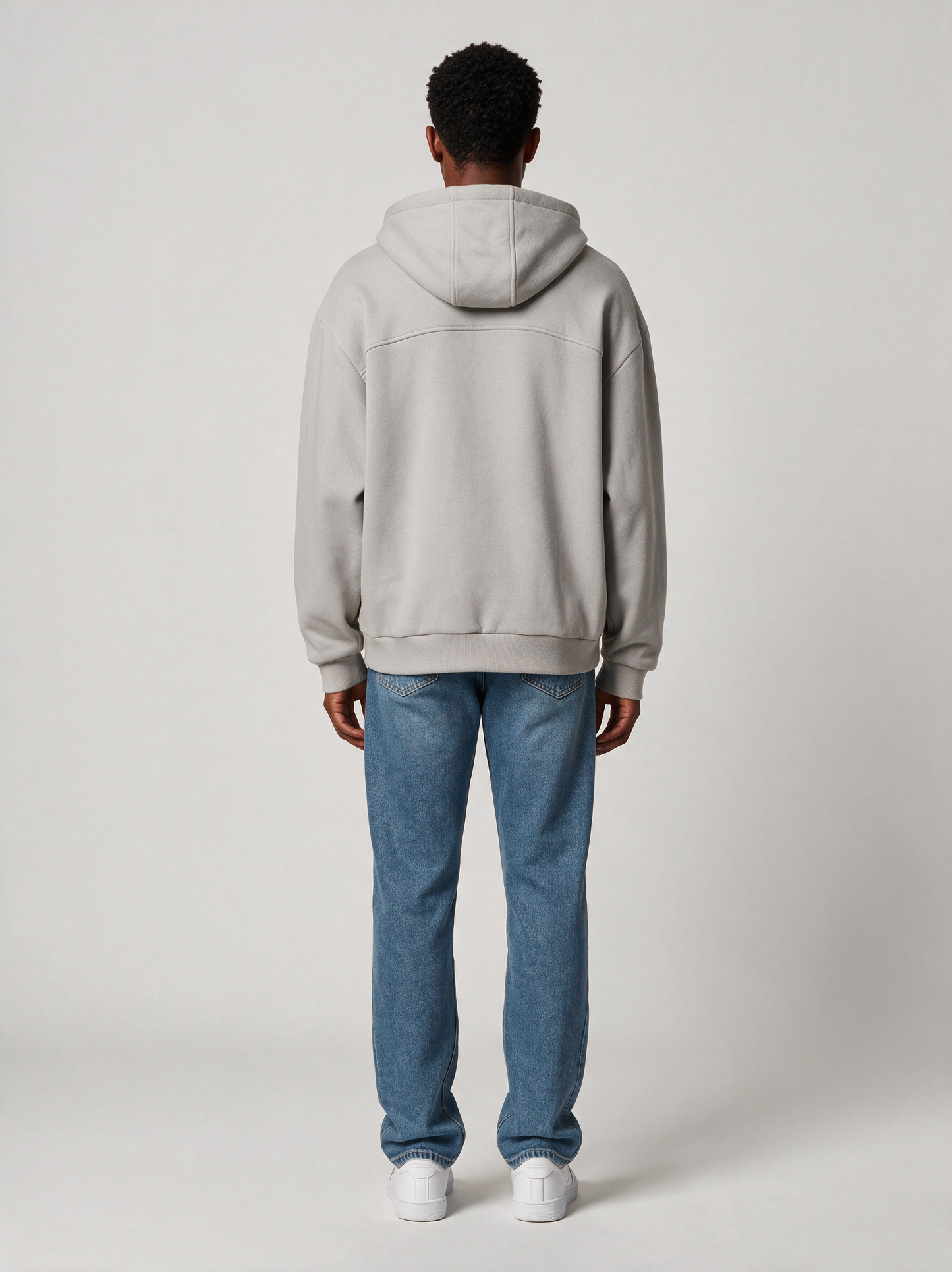 Zip-Hoodie Oversize Heavy in Hellgrau, Rückansicht