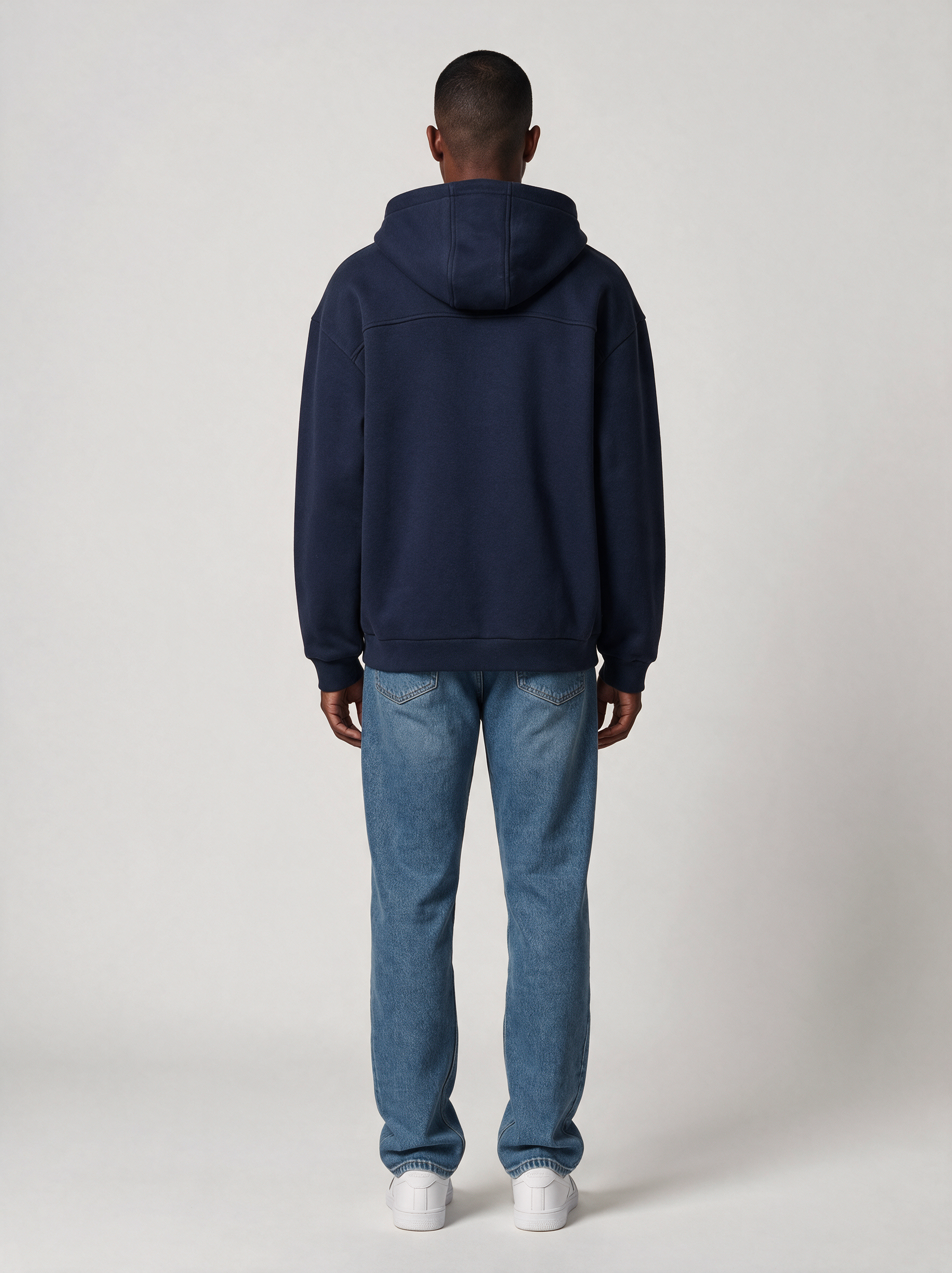 Zip-Hoodie Oversize Heavy in Navy, Rückansicht