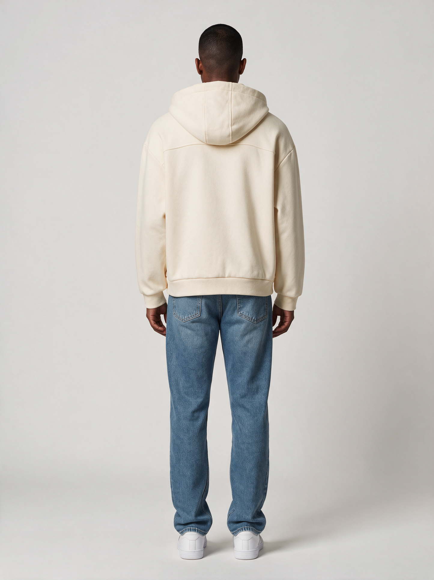 Zip-Hoodie Oversize Heavy in Creme, Rückansicht
