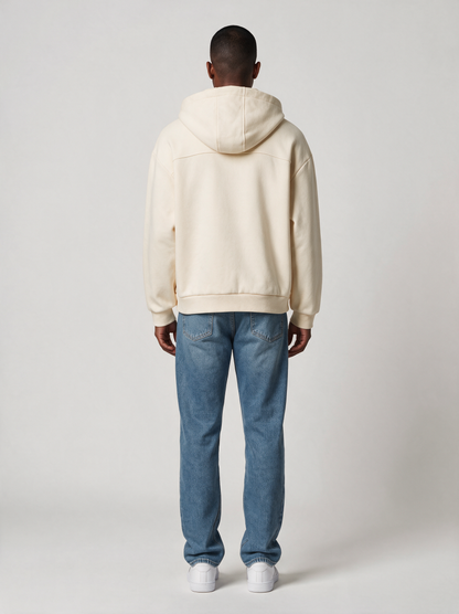 Zip-Hoodie Oversize Heavy in Creme, Rückansicht
