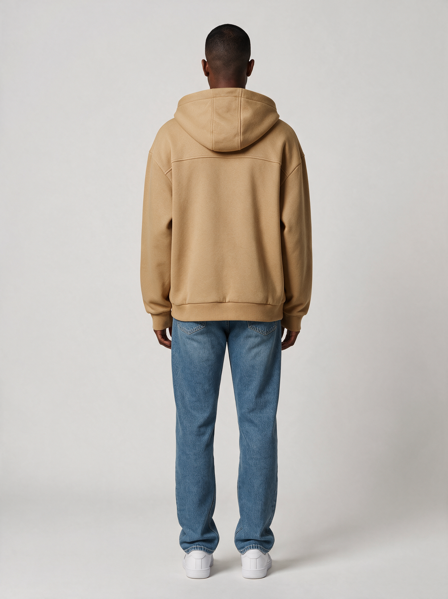 Zip-Hoodie Oversize Heavy in Camel, Rückansicht