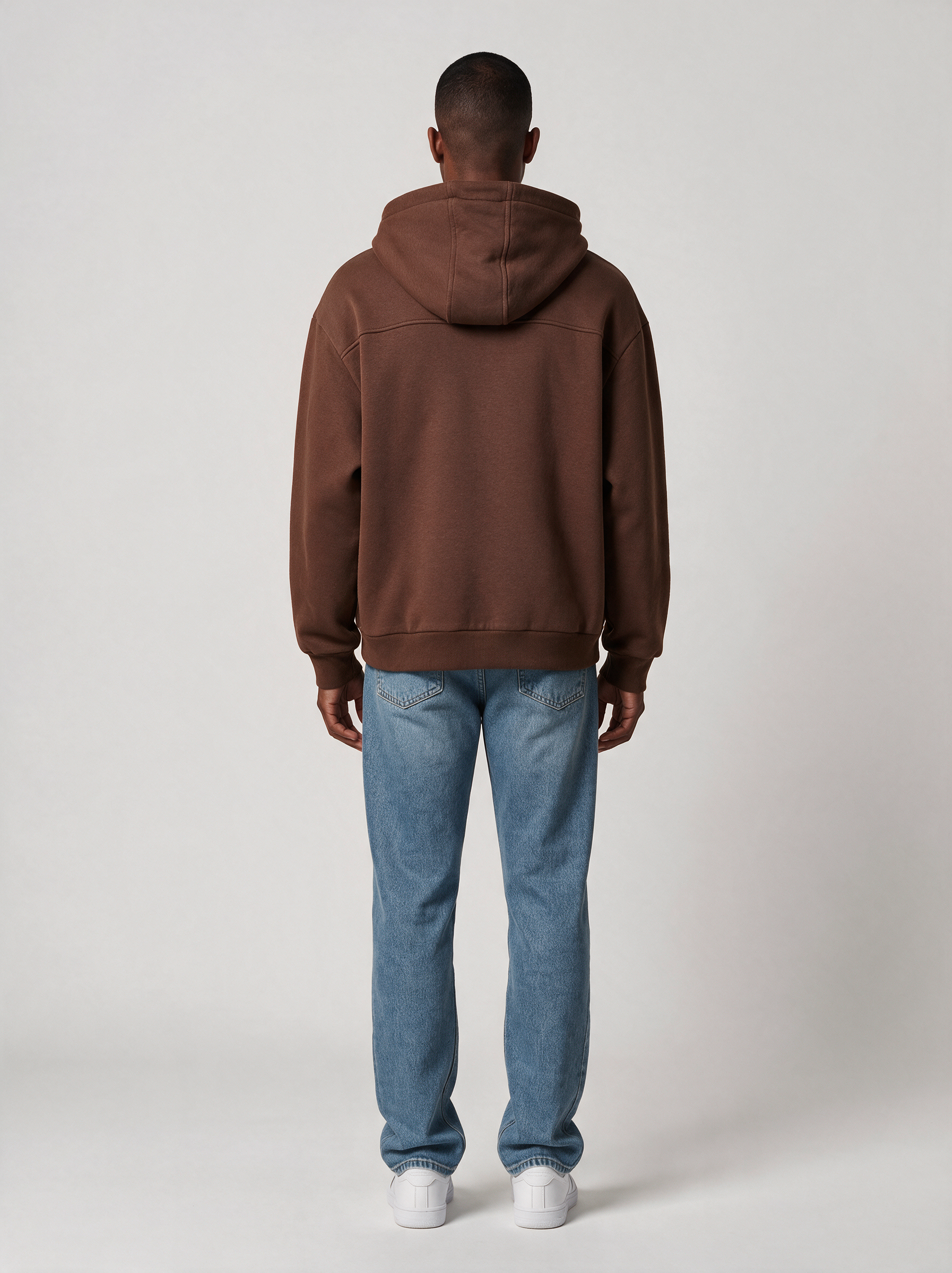 Zip-Hoodie Oversize Heavy in Braun, Rückansicht