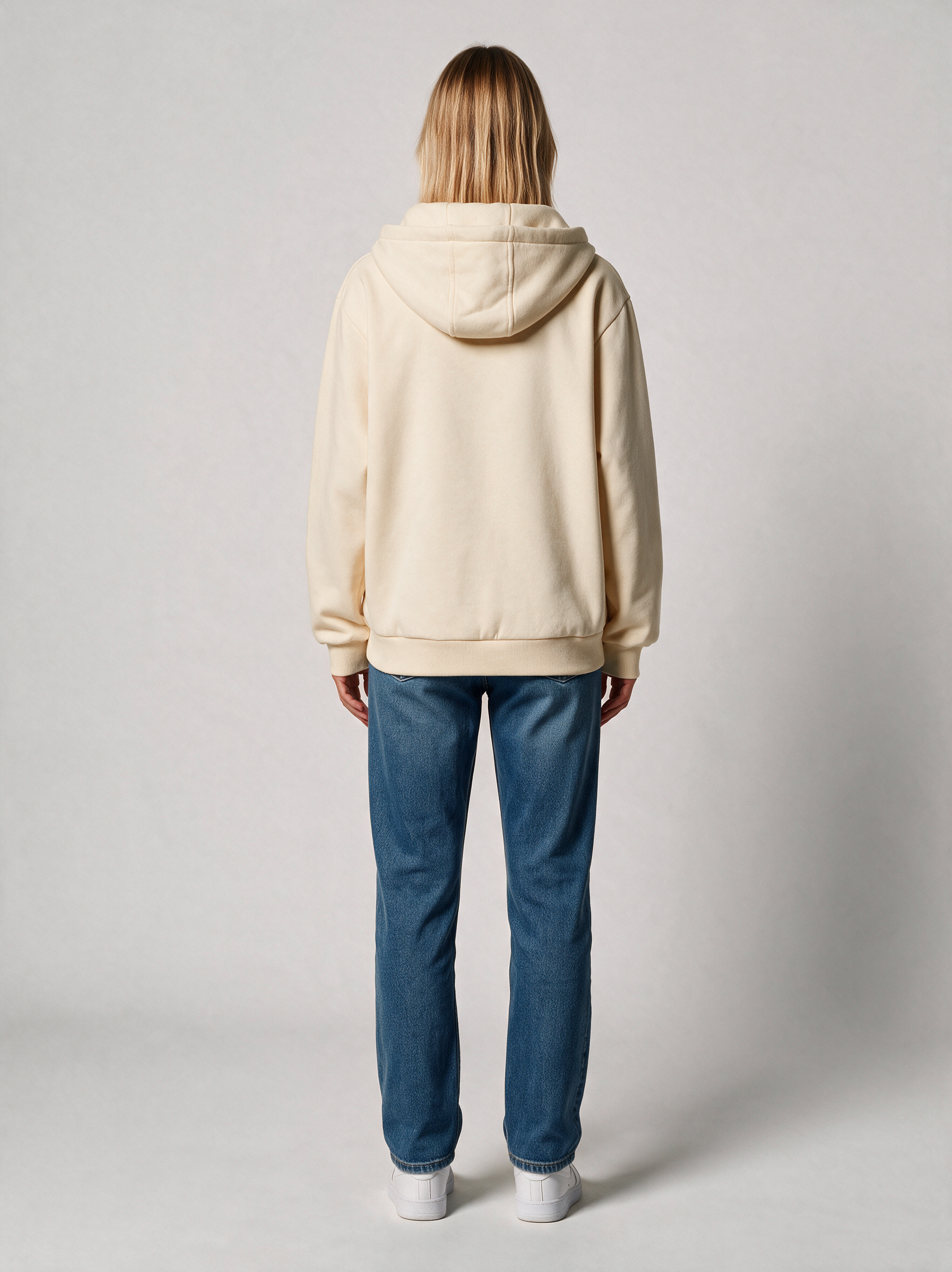 Hoodie Oversize Heavy Damen in Creme, Rückansicht