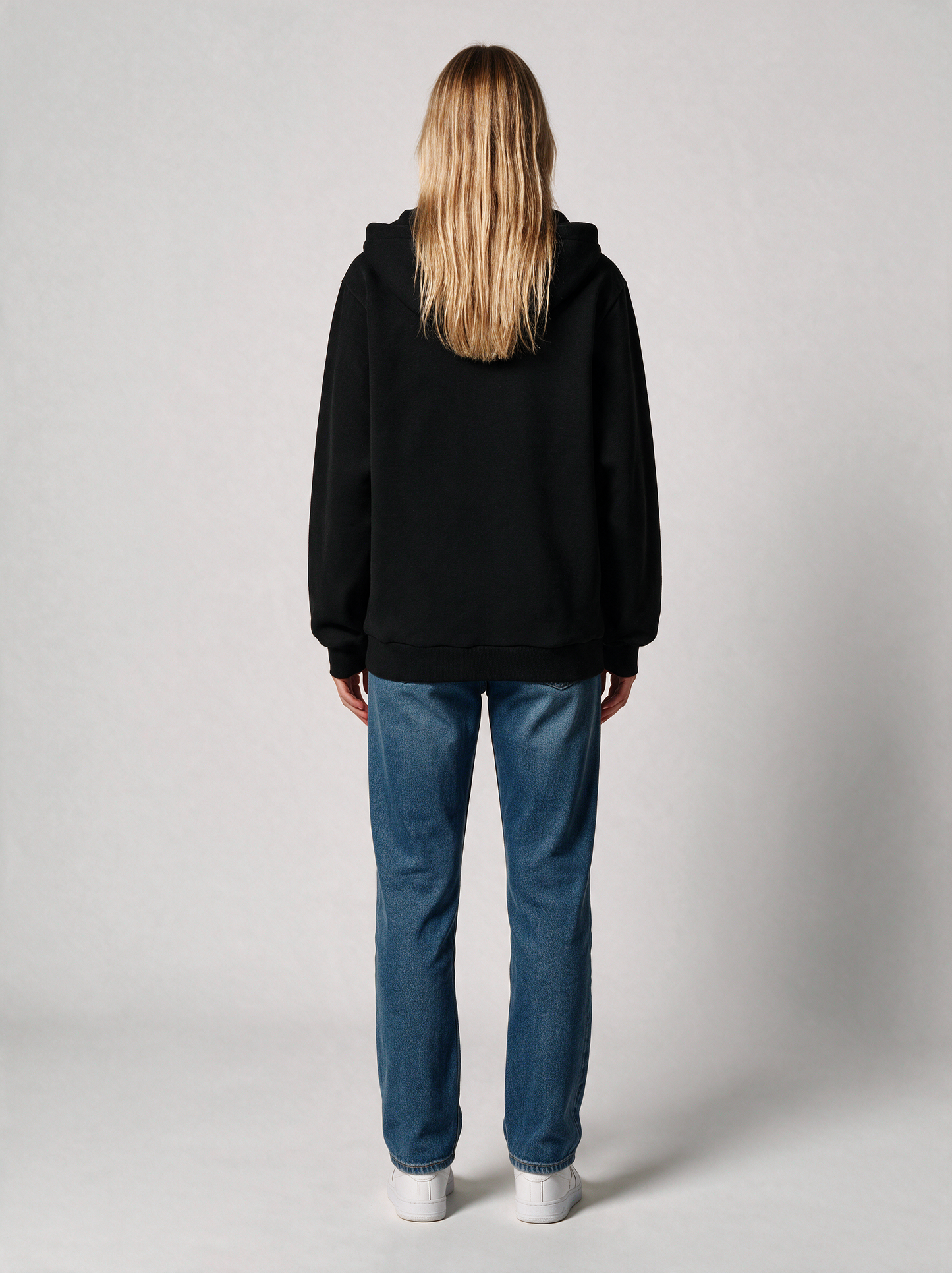Hoodie Oversize Heavy Damen in Schwarz, Rückansicht