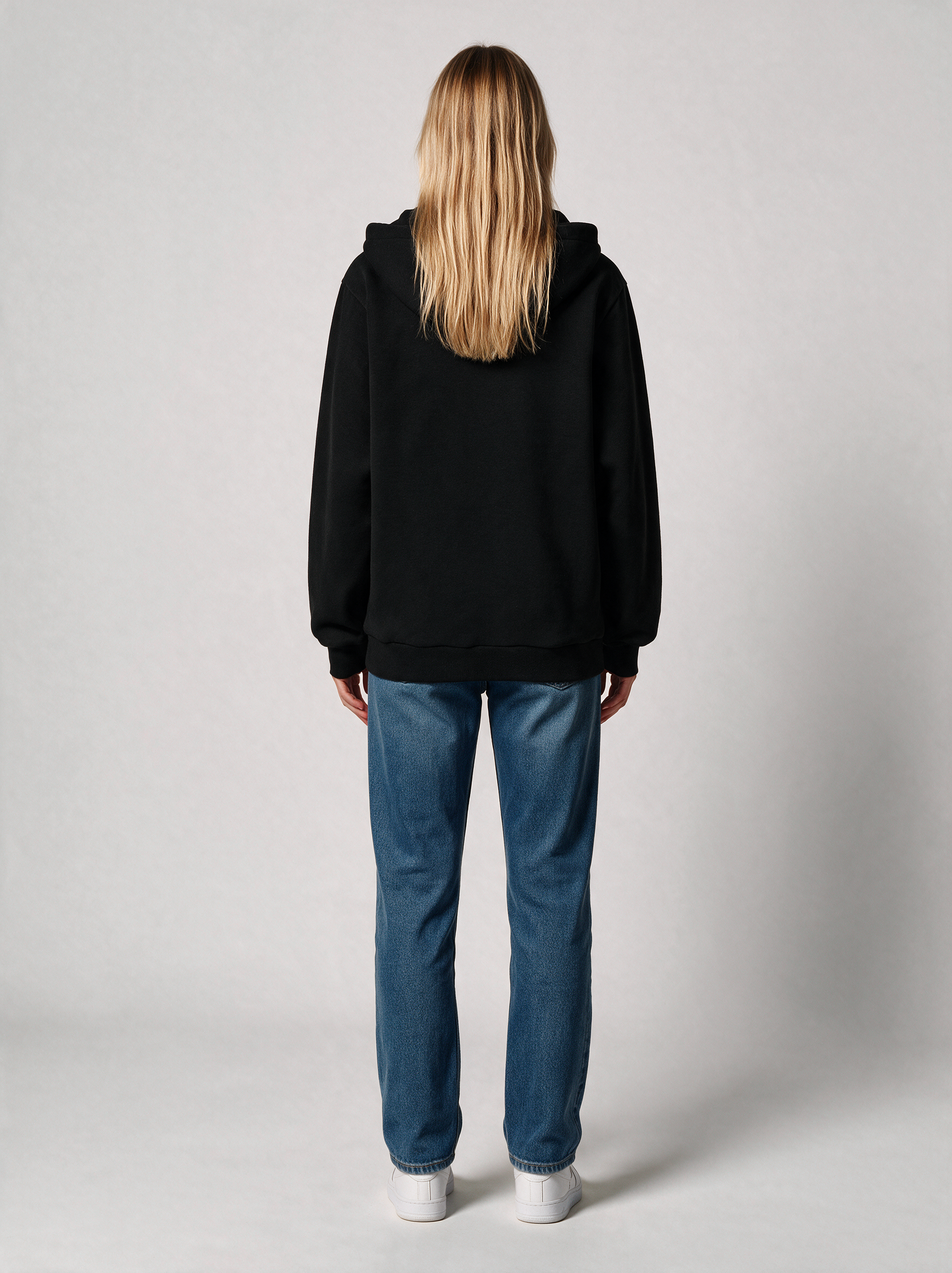 Hoodie Oversize Heavy Damen in Schwarz, Rückansicht