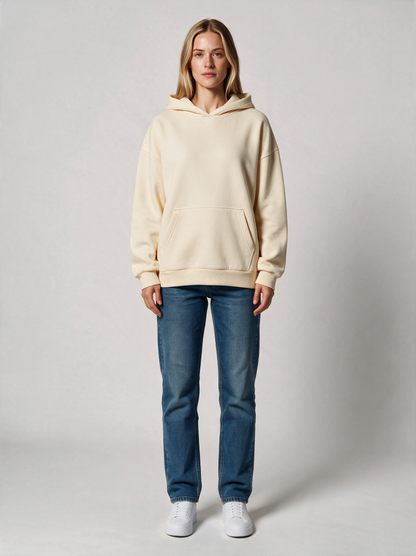 Hoodie Oversize Heavy Damen in Creme, Vorderansicht