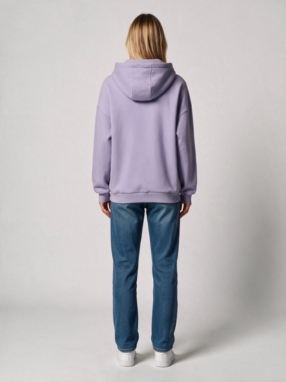Hoodie Oversize Heavy Damen in Flieder, Rückansicht