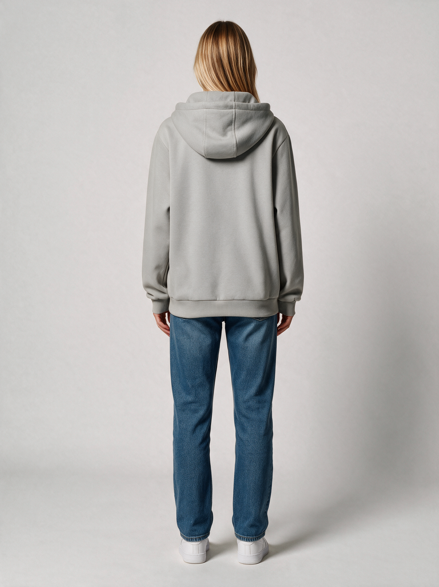 Hoodie Oversize Heavy Damen in Hellgrau, Rückansicht