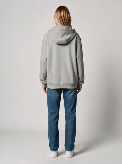 Hoodie Oversize Heavy Damen in Hellgrau, Rückansicht