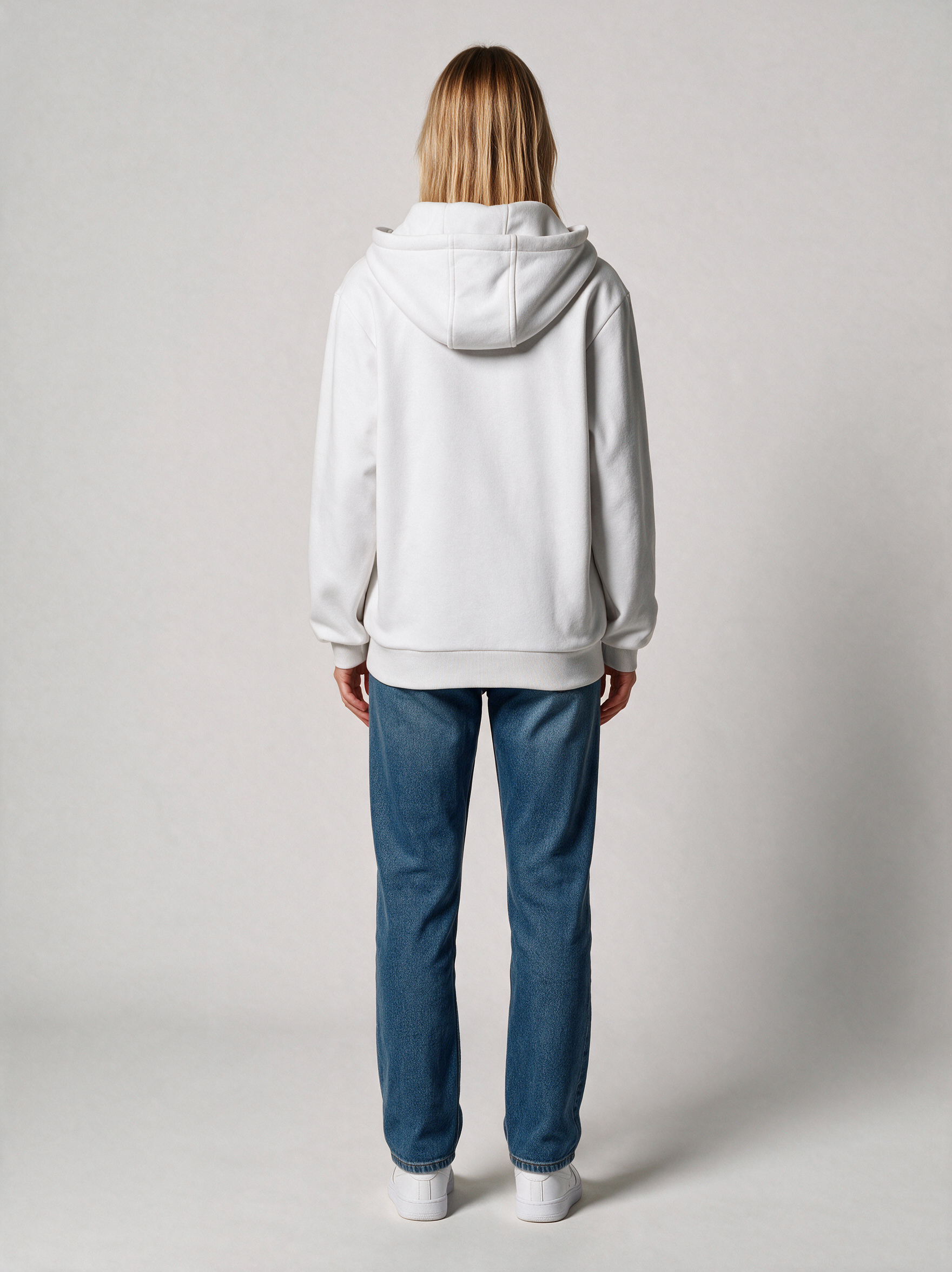 Hoodie Oversize Heavy Damen in Weiß, Rückansicht