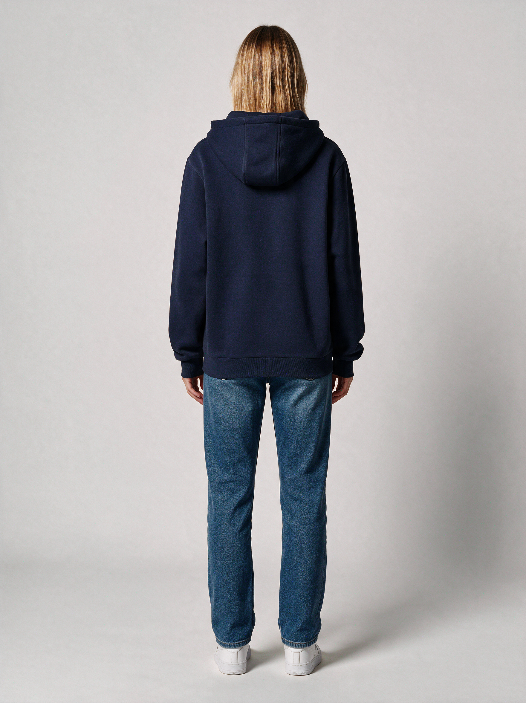 Hoodie Oversize Heavy Damen in Navy, Rückansicht