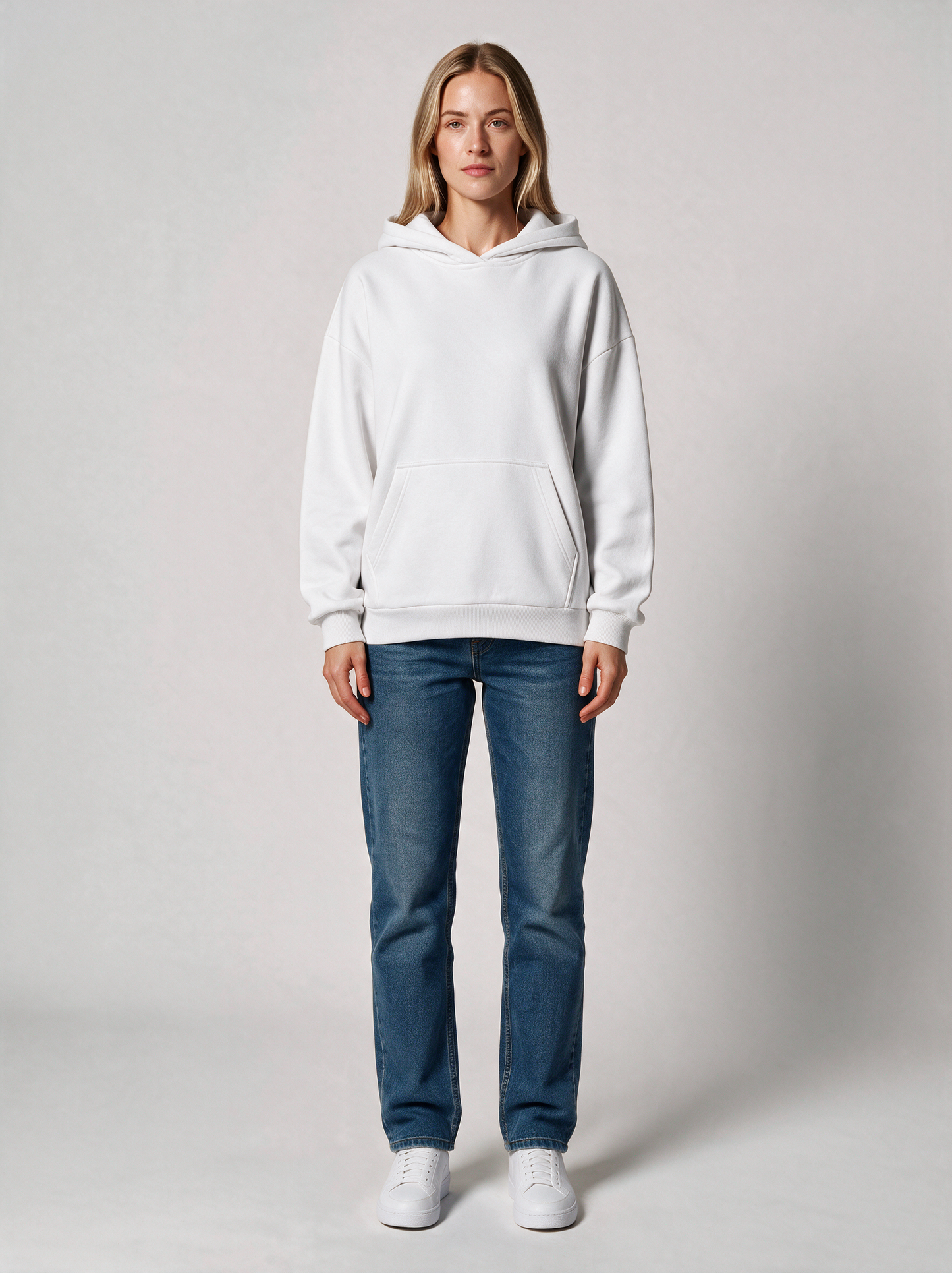 Hoodie Oversize Heavy Damen in Weiß, Vorderansicht