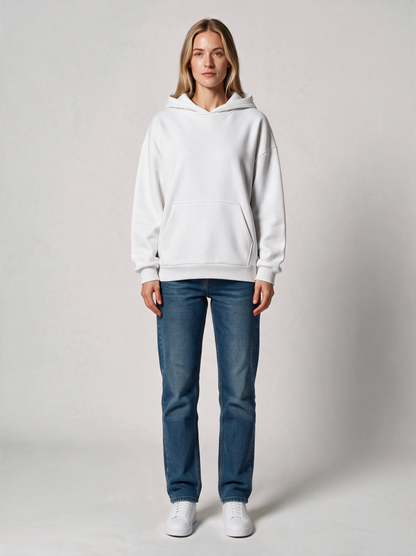 Hoodie Oversize Heavy Damen in Weiß, Vorderansicht