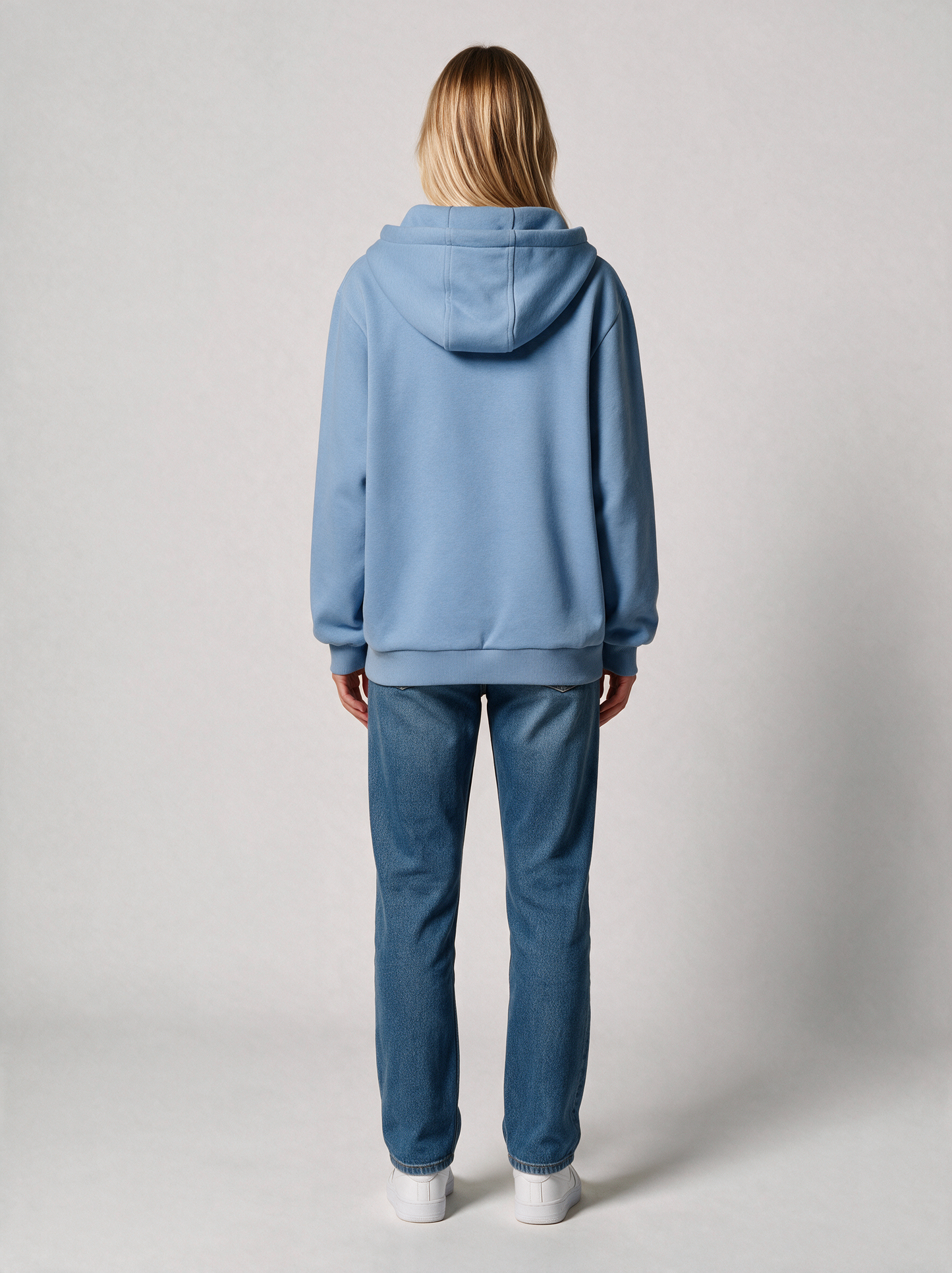 Hoodie Oversize Heavy Damen in Hellblau, Rückansicht