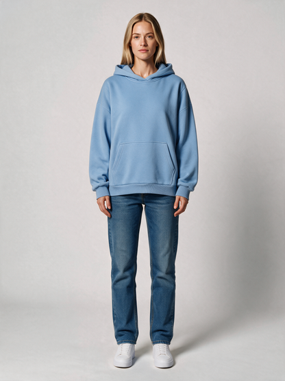 Hoodie Oversize Heavy Damen in Hellblau, Vorderansicht