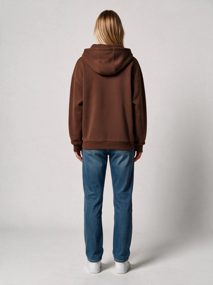 Hoodie Oversize Heavy Damen in Braun, Rückansicht