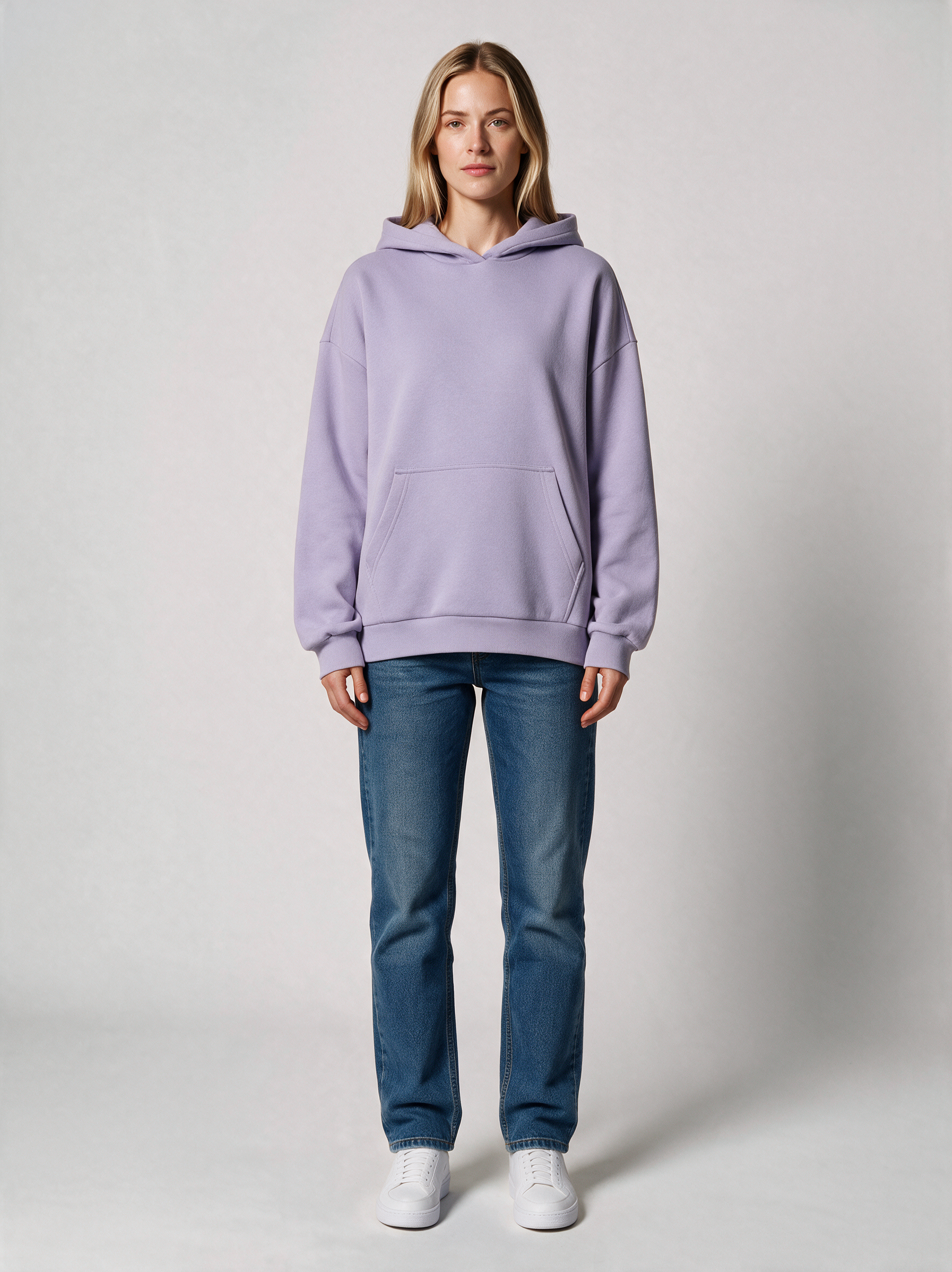 Hoodie Oversize Heavy Damen in Flieder, Vorderansicht