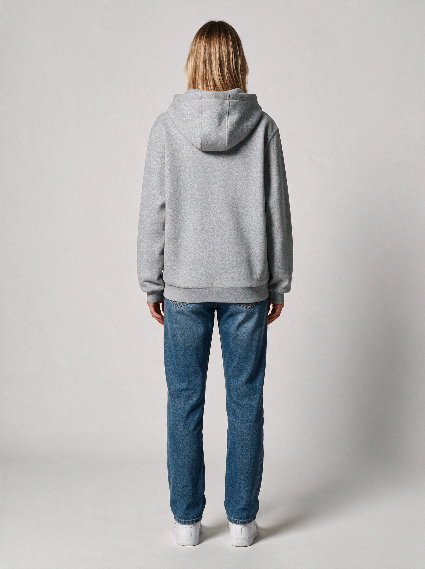 Hoodie Oversize Heavy Damen in Grau meliert, Rückansicht