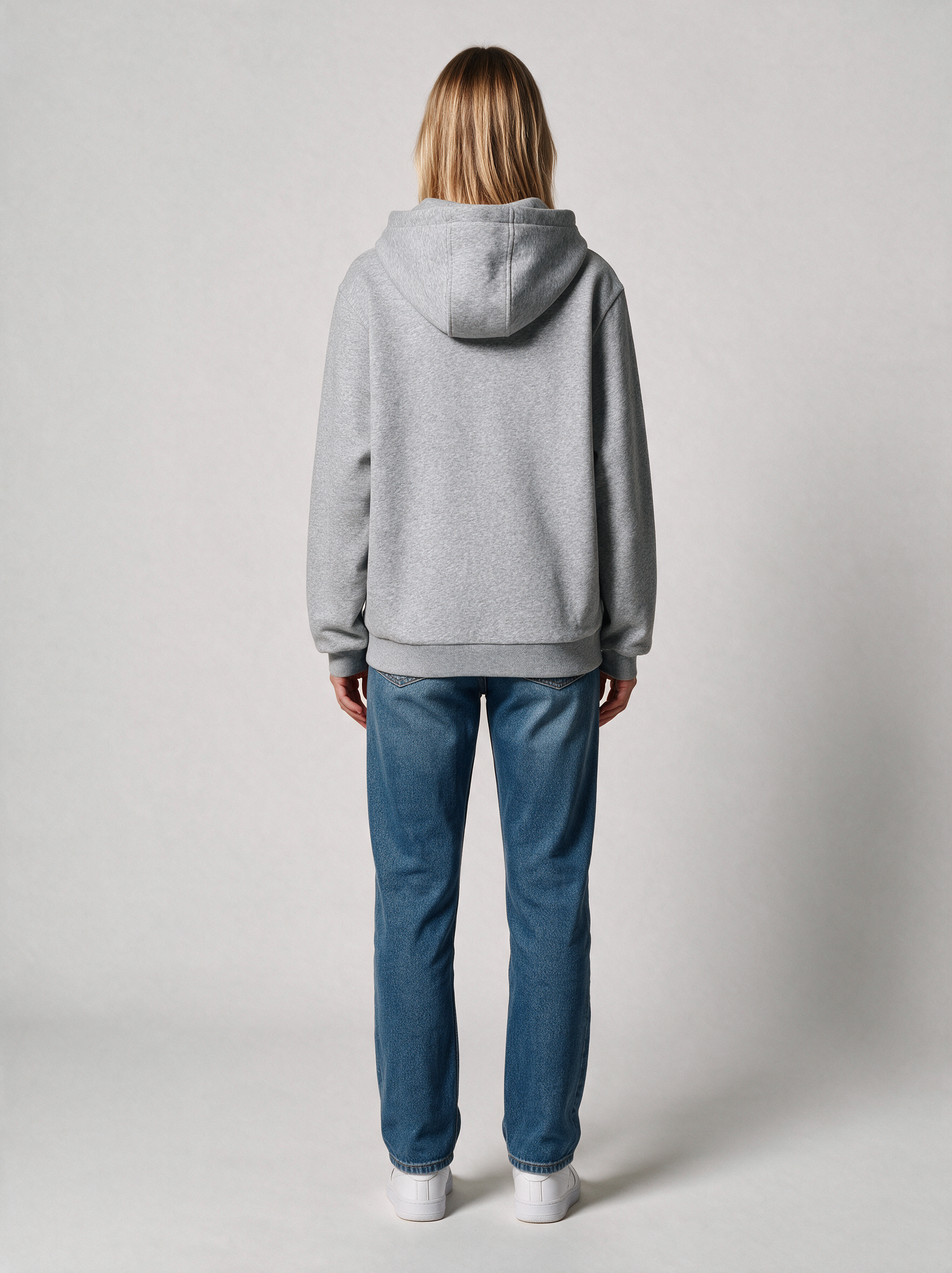 Hoodie Oversize Heavy Damen in Grau meliert, Rückansicht
