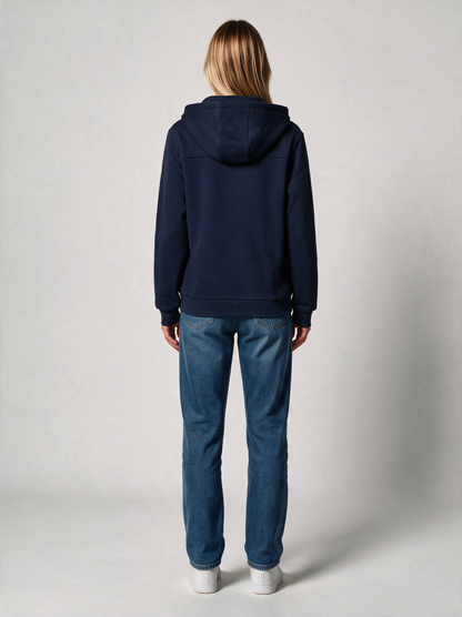 Zip-Hoodie Fluffy Damen in Navy, Rückansicht