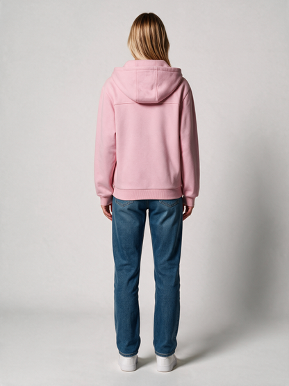 Zip-Hoodie Fluffy Damen in Rosa, Rückansicht