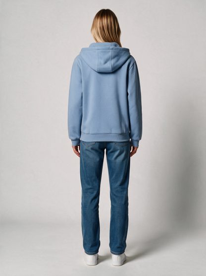 Zip-Hoodie Fluffy Damen in Hellblau, Rückansicht