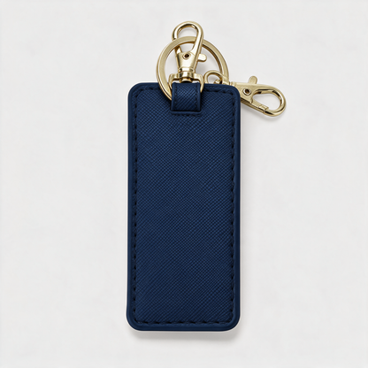 Schlüsselanhänger Saffiano in Navy, Rückansicht