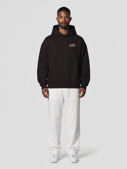 Hoodie Oversize Heavy Fahrzeugpflege Stein Schwarz in Schwarz, Vorderansicht